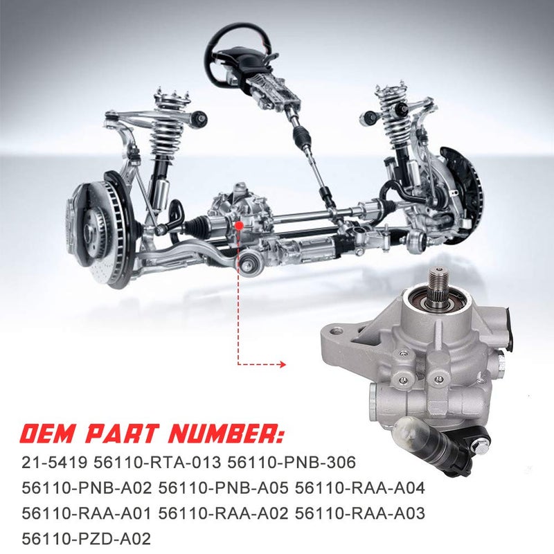 Apeixoto Power Steering Pump Replacement for 2006 2007 Honda Accord 2.4L 2002-2011 Honda CRV 2.4L 2006-2011 Element 2.4L 2002-2006 Acura RSX 2.0L 2006-2008 Acura TSX 2.4L with OE Replace # 21-5419 - Image 5